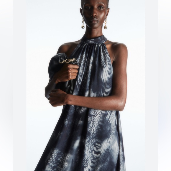 COS Blue and White Halter Maxi Dress - Picture 2 of 8